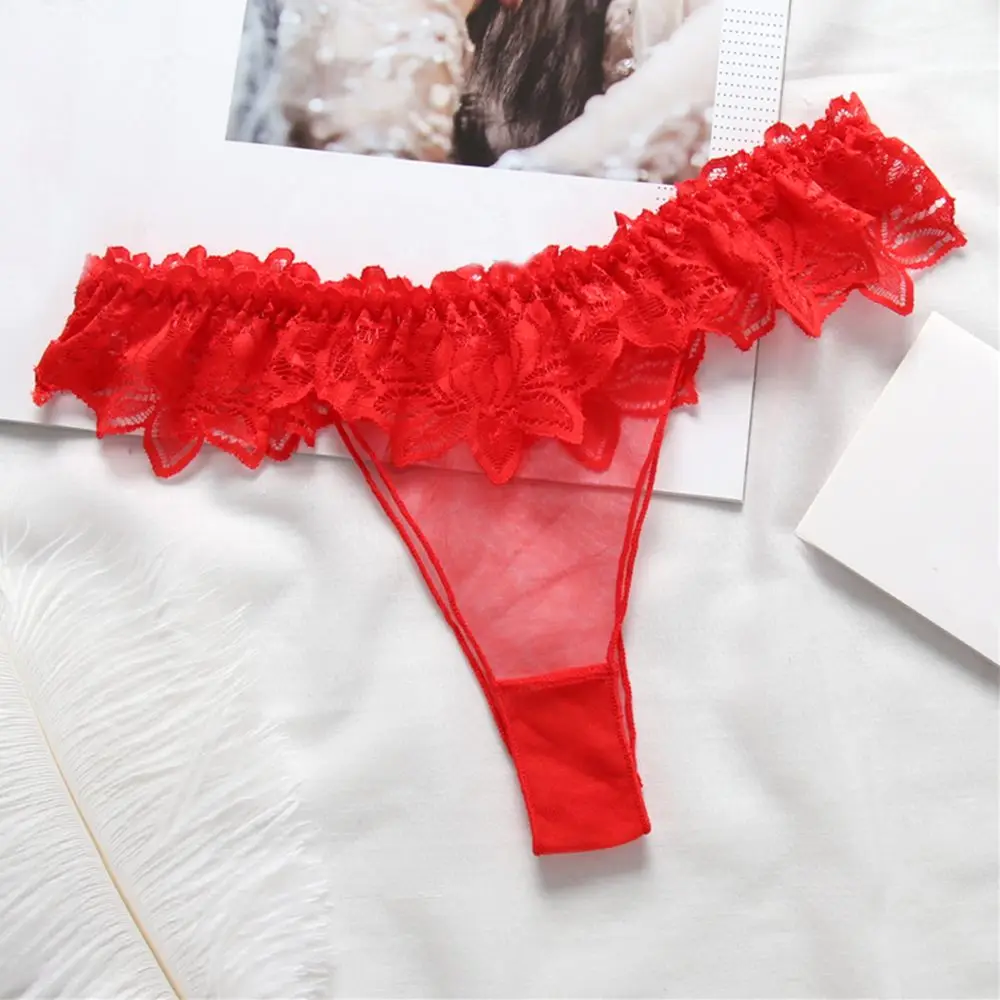 Spodní prádlo Ženy blízcí Sexy Kalhotky Černá Červená Nude Krajkové Pohledu G-string Ženy, spodní Prádlo Tanga Kalhotky