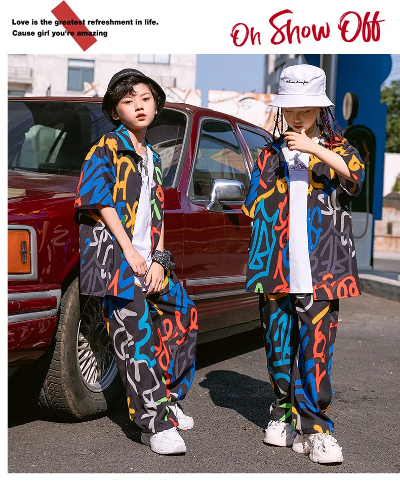 Chlapci Hip-Hop Oblečení v Létě dětské Volné Krátký Rukáv Streetwear Holky, Jazz Dance Kostýmy, Jeviště Nosit