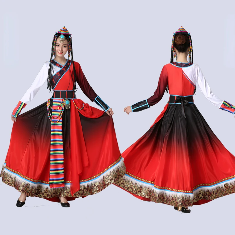 Národní Tibetský Tanec Kostým Ženské Tradiční Lidové Hmong Oblečení Klasického Kroje Mongolských Oděvů Výkon
