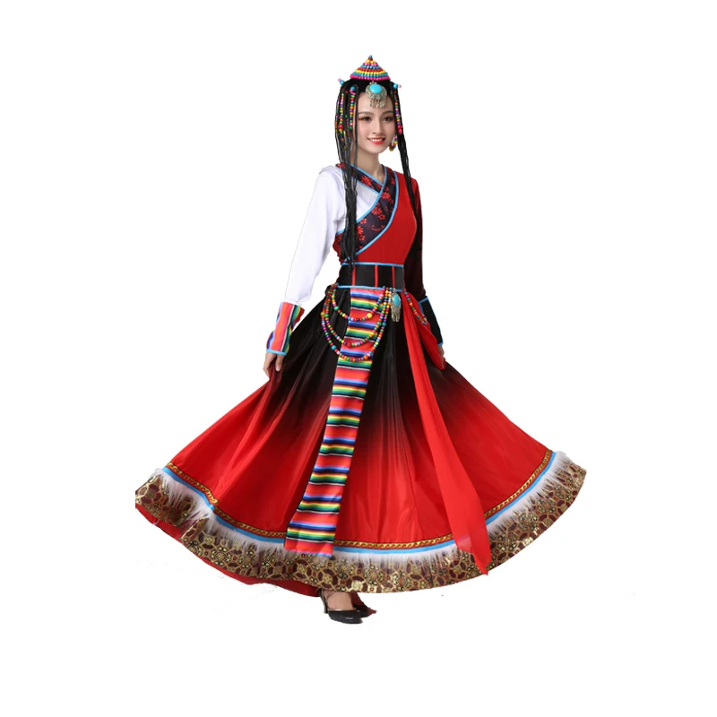 Národní Tibetský Tanec Kostým Ženské Tradiční Lidové Hmong Oblečení Klasického Kroje Mongolských Oděvů Výkon