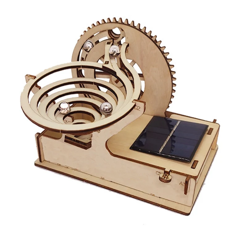 Solární Energie Marble Run Technické Kmenových Hračky Dřevěné 3D Strojírenských Zařízení DIY Sestavit Model Parní Vědecký Experiment Kit Hračky