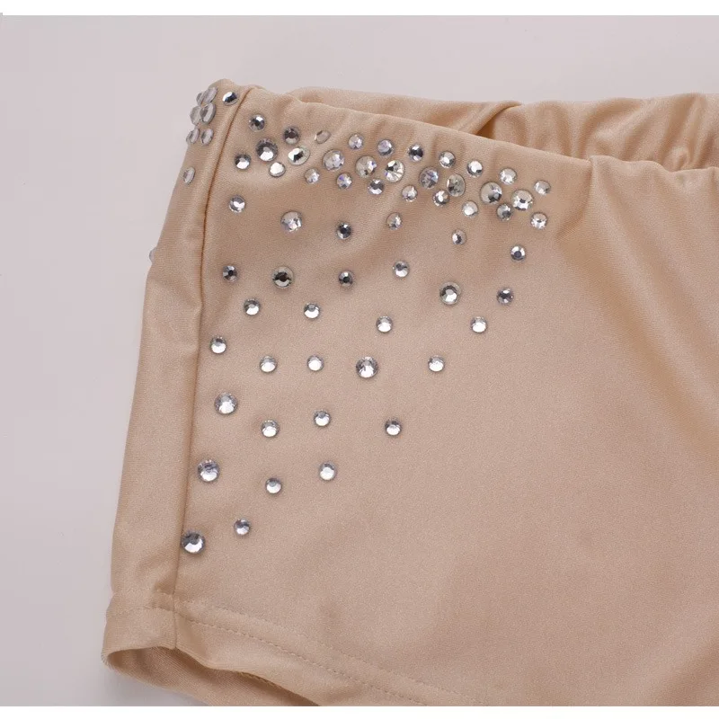 Vysoce Elastické Komfortní Spodní Prádlo Bezpečnosti Kalhoty Drahokamu Šortky Pro Tanečnice Kostým Příslušenství Nude Barva