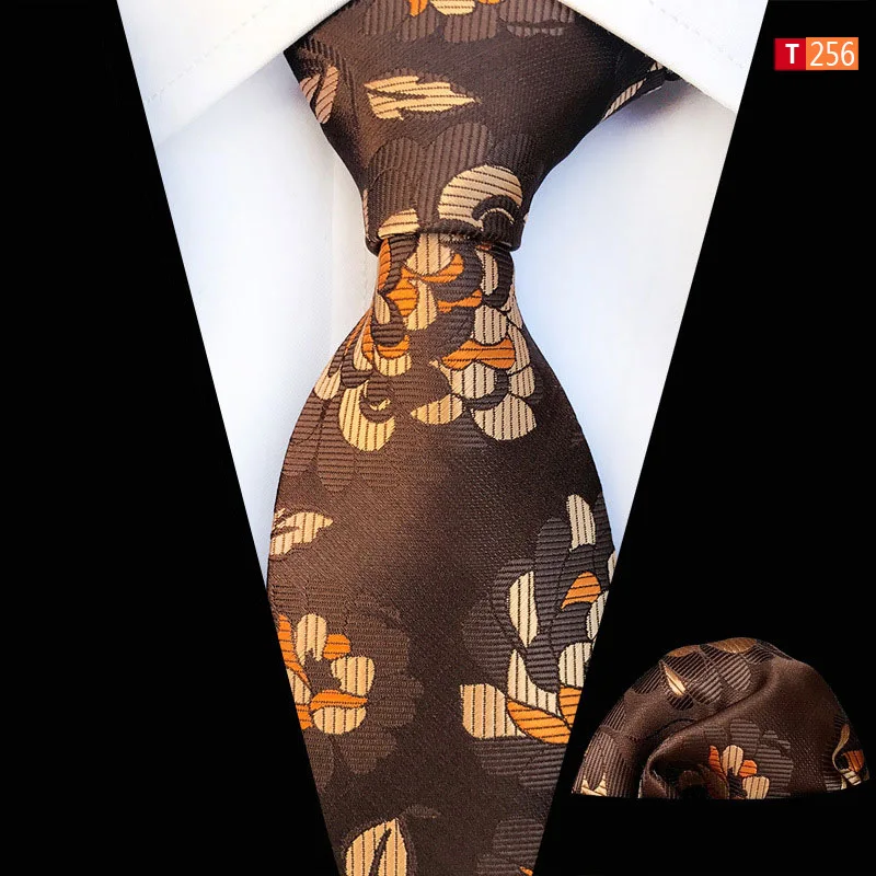 Pánská Kravata, kapesníček Set Módní Design Pruhované Kostkované Klasické Kravaty Obchodní Svatební Kravaty Pro Muže Kapesník Žluté Kravaty