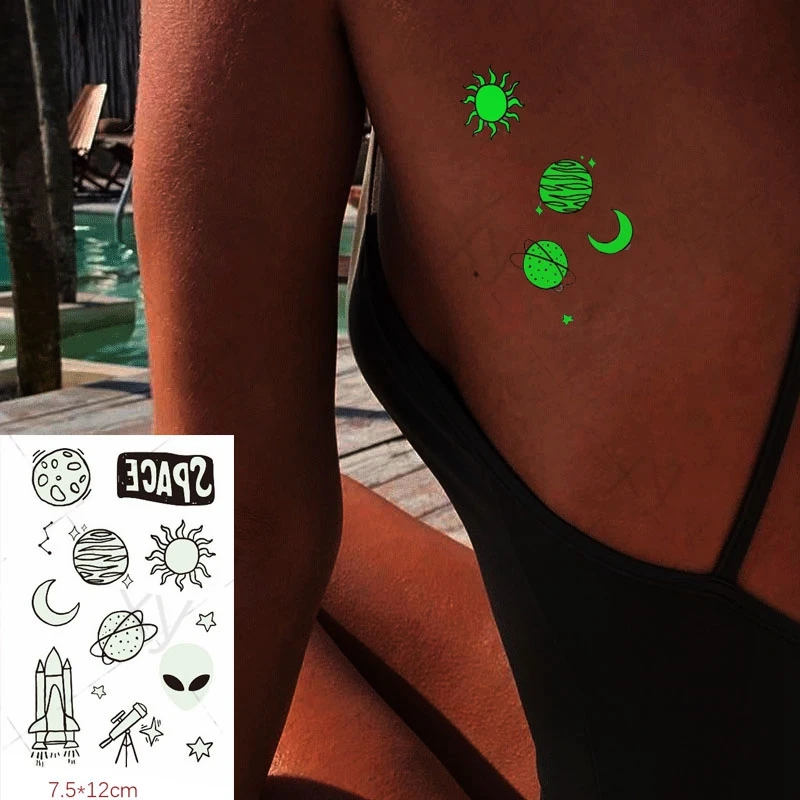 Tetování Samolepky Svítící Dočasné Falešné Tetování Sexy Dívka Bikini Dopis Vložit na Obličej, Paže, Nohy, Tělo Umění pro Muže, Ženy, Děti