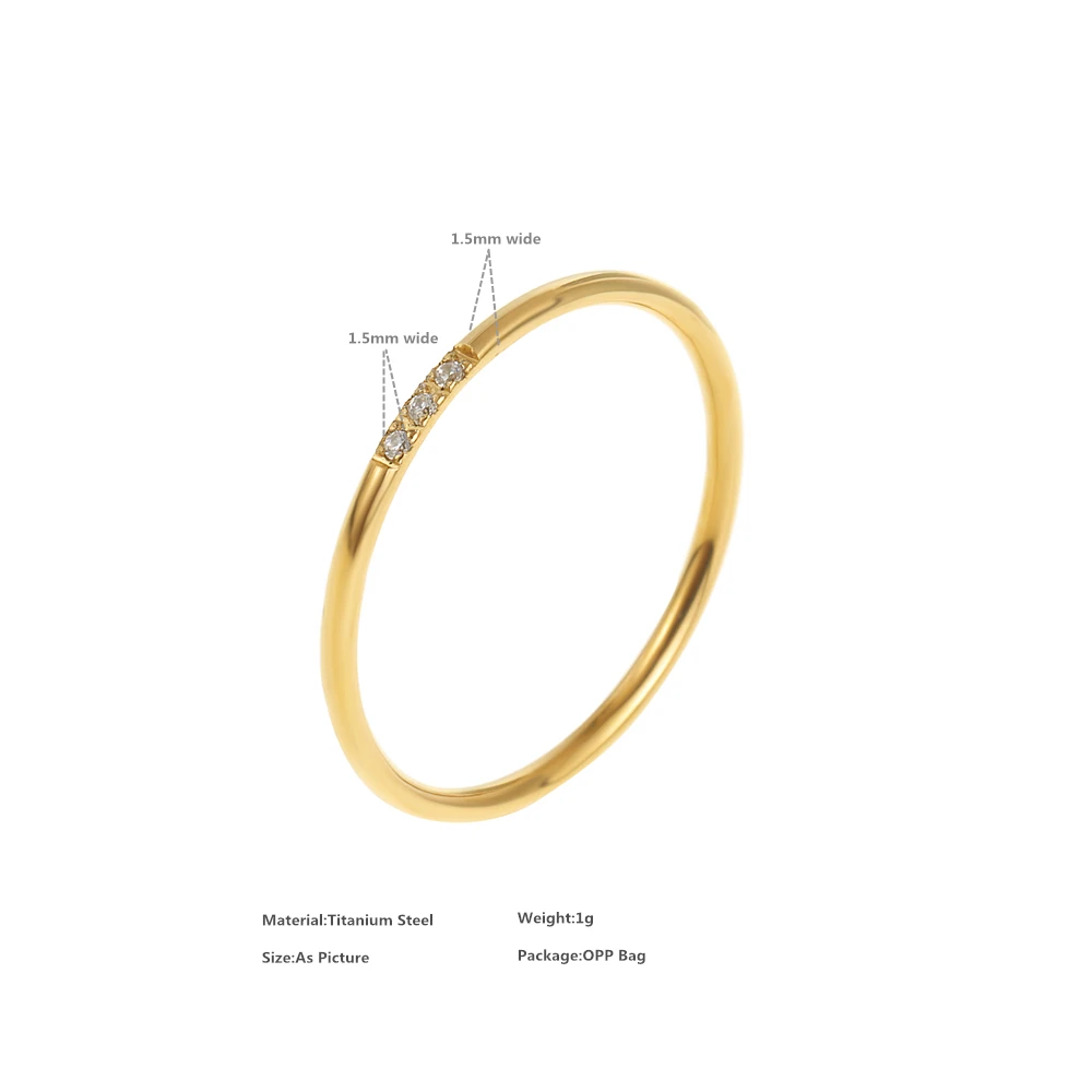 Anslow Módní Šperky Originální Design Zlaté Barvy Zirkon Titan Ocel Ženské Dívky, Děti, Prst Extrémní Tenký Valentýna
