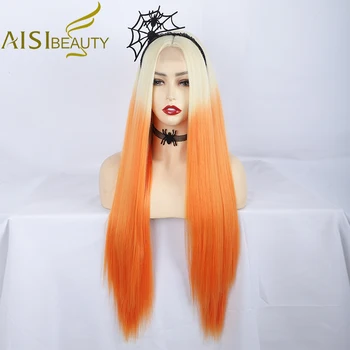 AISI KRÁSOU Dlouhé Rovné Syntetické Paruky Blond Oranžová Cosplay Paruka pro Ženy Červené Tepelně Odolné Vlákno Paruky pro Každodenní Použití