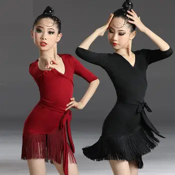 Dívky Latinské Sukně Děti Latin Taneční Oděvy Děti, Taneční Sál, Moderní Tanec Samba Školení Kostýmy, Taneční Soutěžní Šaty
