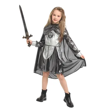 Evropská Dívka Středověký Rytíř Bojovník Kostým Děti Halloween Karneval Kigurumi Royal Bojovník Papír Cosplay Kostým