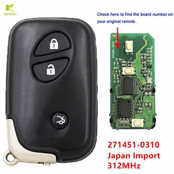 KEYECU Náhradní 3 Tlačítka Smart key Bezklíčové 271451-0310 FOB pro Lexus LS460 GS430/450/460 IS350 2006-2012 Japonsko Importovat 312MHz