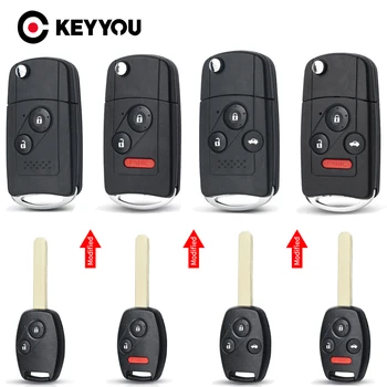 KEYYOU Flip Klíč Modifikované Skládání Vzdálené Klíče od Auta Shell Případě Fob Pro Honda Accord Pilot Cr-V, Civic Insight Ridgeline 2003-2013