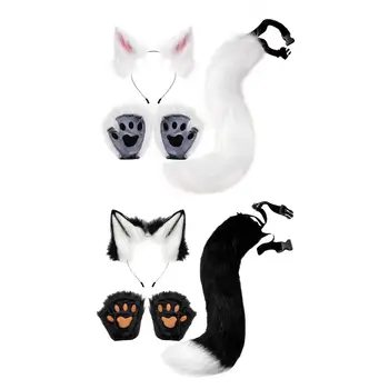 Kočka Kostým Zvíře a nasazený Ocas Rukavice Doplňky, pokrývky hlavy Rekvizity Hračky Uši pro Cosplay Party zdobit Děti Maškarní