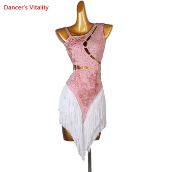 Latin Dance Šaty pro Ženy, Latin Dance Clostumes Spandex Kameny latinské Soutěže, Kostýmy, Šaty, Tanec Sukně latinské Šaty