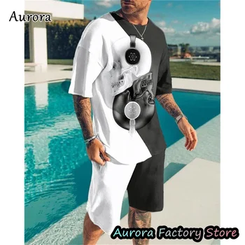 Letní Pánské Tepláky 2 Kusy Beach Stylu T-Shirt, Šortky Set Populární Oblečení Mužské Nadrozměrné Oblečení Elegantní Venkovní Streetwear