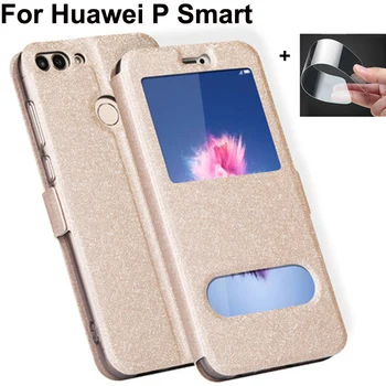Luxusní Přední Okna Leather Filp Pouzdro Pro Huawei P Smart 5.65