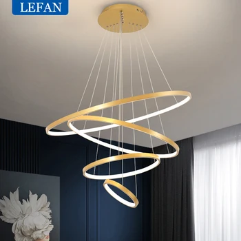 Moderní LED Závěsná Svítidla Bílá/Zlatá/Černá Kruh Kroužky Lesk Lampa pro Obývací Pokoj svítidlo domů Vnitřní Osvětlení