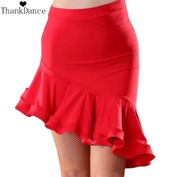 Nepravidelné Latin Dance Sukně Ženy Latinské Kostým Červená Černá Latinské Sukně Samba, Tango Nepravidelné Taneční Šaty Pro Praxi