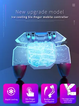 Nový Ventilátor Chlazení PUBG Hry Gamepad Řadič Polovodičové Chladiče Šest Prst, Trigger Shooter Joystick Pro Android, iPhone Telefon