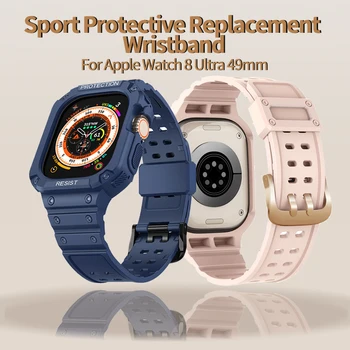 Silikonové Sportovní Popruh Pro Apple Watch 8 Ultra 49mm TPU Ochranný Kryt kapela pro Iwatch Ultra 49mm Náhradní náramek Náramek