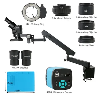 Simul Kontaktní 3.5 X-90X Zoom Trinocular Stereo Mikroskop+48MP 4K HDMI USB Video Kamera+Artikulovat Rameno Sloupku Upínací Stojan