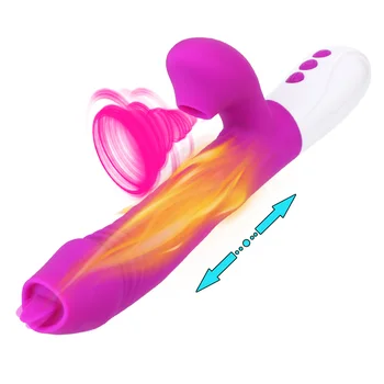 Teleskopické Topení Dildo Vibrátor, 7 Rychlostí Jazyk Lízání Klitorisu G-spot Pochvy Stimulátor Sexuální Hračky Pro Ženy