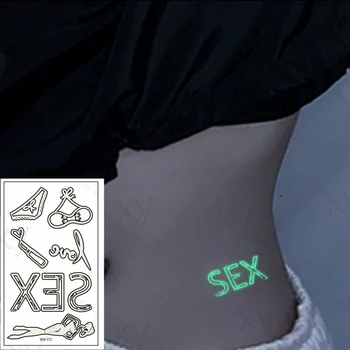 Tetování Samolepky Svítící Dočasné Falešné Tetování Sexy Dívka Bikini Dopis Vložit na Obličej, Paže, Nohy, Tělo Umění pro Muže, Ženy, Děti