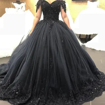 Černé Gothic, Vintage Ples Šaty Svatební Šaty 2022 Princezna s Vlak Krajka Lištování Off Rameno Vestidos De Novia s hlubokým Výstřihem