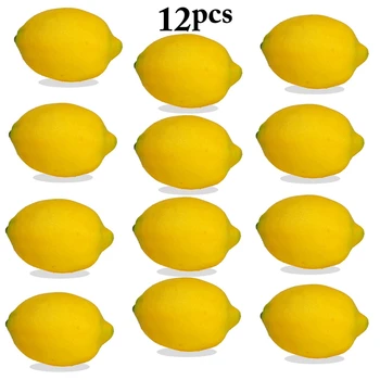12ks/Set Umělé Ovoce Plastové Simulace Falešné Žlutá Zelená Lemon Pro Svatební Domů Zahradní Kuchyň Slavnostní Party Dodávky