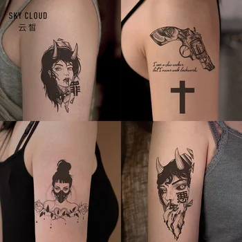 12pc/Povlečení Temné Gothic Dočasné Tetování Samolepky pro Muže, Ženy, Vodotěsné Osobnosti Umění Falešné Tetování Malé Květiny Paži Tetování