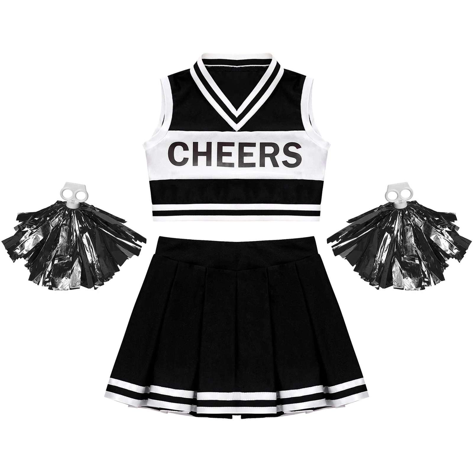 Děti Dívky Cheer Dance Oblečení Roztleskávačky Uniformy Sady pro Taneční Soutěže Dancewear Děti Cosplay Kostým Roztleskávačka