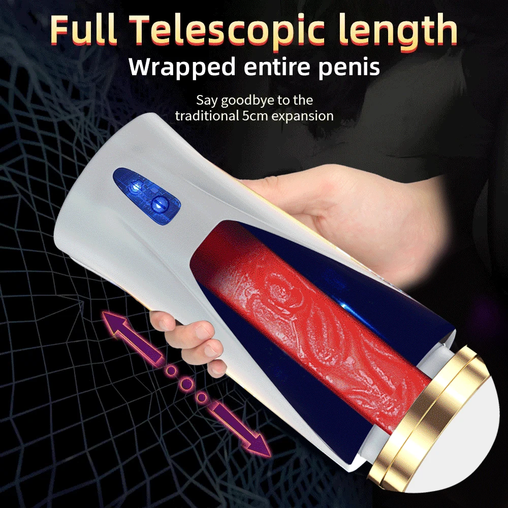 Plně automatický pístový teleskopický letadla pohár mužské sexuální hračky skutečnou vaginální tlumiče vibrací pro dospělého muže produkty