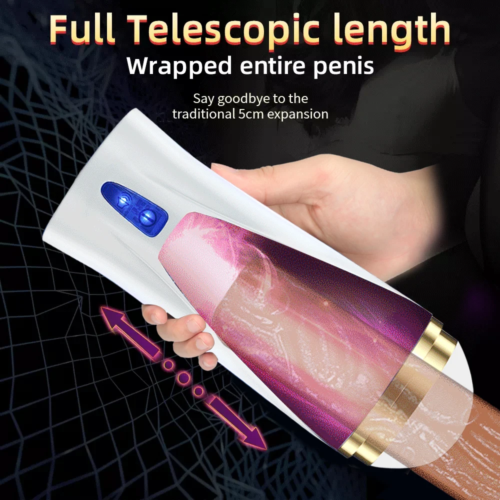 Plně automatický pístový teleskopický letadla pohár mužské sexuální hračky skutečnou vaginální tlumiče vibrací pro dospělého muže produkty