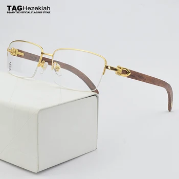 2023 titanové brýle rám muži módní Luxusní značkové brýle rámy pro ženy, retro krátkozrakost počítač brýlové rámečky Dřevěné