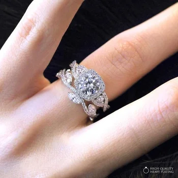 2ks módní 2.27 Karát Bílý Diamantový pás zkroucený Zasnoubení, Svatba, Nevěsta, láska, prsten velikost 6-10