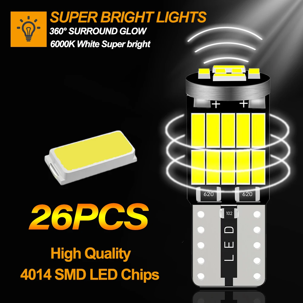 10PCS T10 W5W 4014 26SMD LED Canbus High Power Car Světlomet Pro Volvo XC60 XC90 S60 V70 S80 S40 V40 V50 XC70 V60 850 C30 C70 XC 60