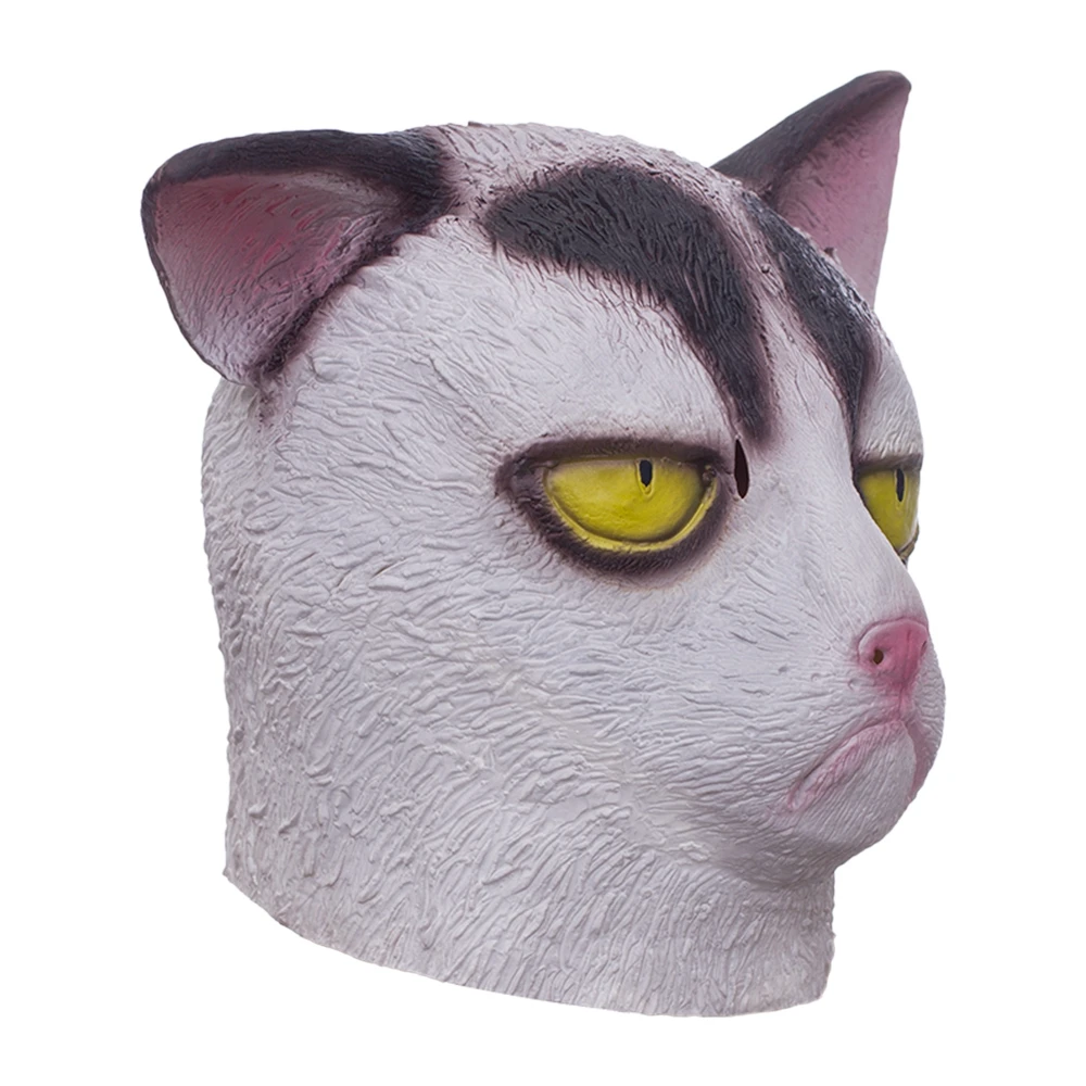 Cosmask Nešťastná Bílá Kočka Maska Halloween Kostým Party Novinka Zvířecí Hlavou Latex Maska