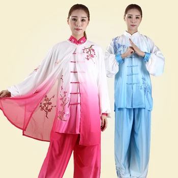 3KS Čínské Tai chi oblečení taiji výkon wushu oblek demo kungfu jednotné vyšívání pro ženy, holka, děti, dospělí, žena