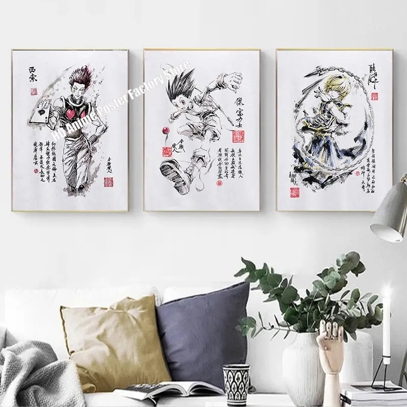 Hunter x Hunter Plakát Japonské Anime Malířské Plátno Hisoka Gon Freecss Killua Umění Zdi Plakáty a Tisky Domova