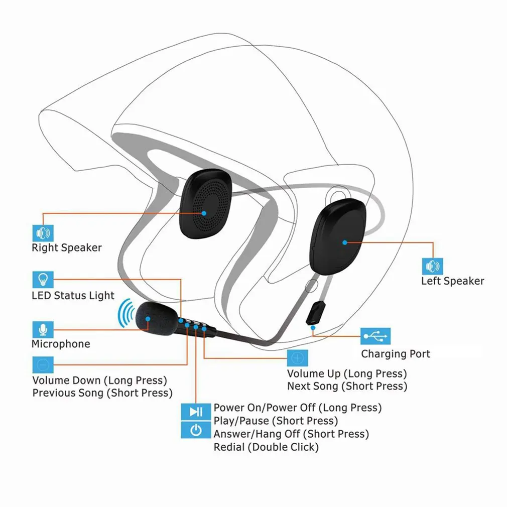 Nepromokavé Moto Bezdrátové Anti-rušení Přilba Intercom Headset pro Motocykl T2 Motorky Helma Headset
