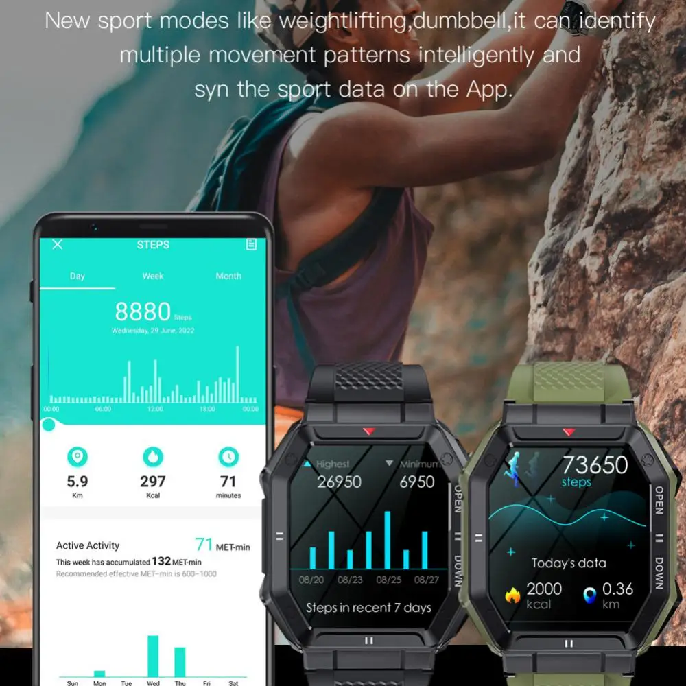 K55 Nové Plně Dotykové Smartwatch Pro Android, IOS Xiaomi Krevního Tlaku Kyslíku Fitness Hodinky Vodotěsné Vlastní Vytáčení Chytré Hodinky Muži