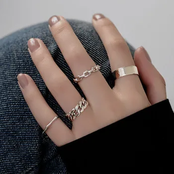 925 Sterling Silver Prst prsten pro Ženy Minimalistické Geometrické Ručně vyráběné Zlaté Barvy Šířka anillos Strana Šperky, Dárky, Prsteny