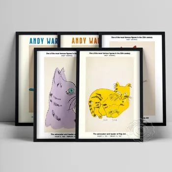 Andy Warhol Kočky Plakát, Andy Moderní Pop Art Kočka Obrazy Na Stěnu, Warhol Kočky Ilustrace, Malba, Street Art Zvíře Umění Tisků