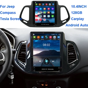 Auto Rádio Pro Jeep compass Fino AL tesla obrazovce Android Auto Stereo Multimediální Přehrávač, GPS Navigace Video Carplay FM WIFI 4G