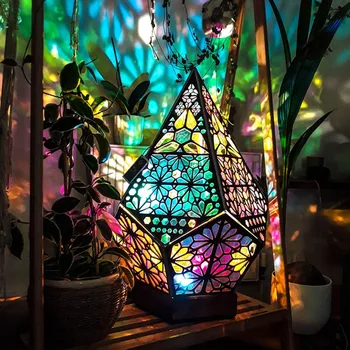 Bohémské Barevné Projekce Stojací Lampa Ložnice Domácí Stolní Lampa Festival Vánoční Atmosféru Osvětlení Dekor Dárek Led Noční Světlo