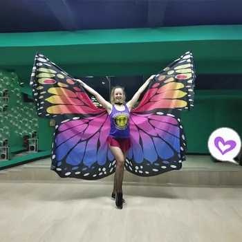 Duhová Motýlí Křídla Pro Ženy, Děti Belly Dance Fashion 360 Stupňů Velký Motýl Rekvizity, Jevištní Výkon Rave Festival Křídla