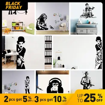 Kreativní Banksy Zeď Umění Obtisk Samolepky Na Zeď Vinyl Materiál Pro Výzdobu Domova Obývací Pokoj Ložnice Nástěnné Plakát
