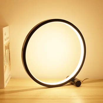 LED Stolní Lampa Ložnice Kruhová Stolní Lampa USB Stmívatelné Noční lampičky Kolo Noční Světlo Obývací Pokoj Domácí Dekorace Světla 25CM