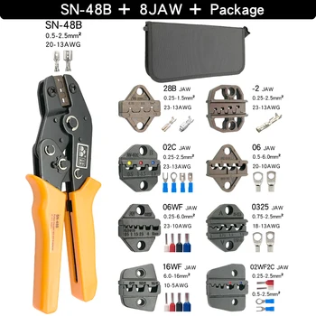 Lisovací Kleště SN-48B 8 Čelisti Pro Tab 2.8 4.8 6.3 Pulg/Trubka/Izolace Svorky Kit Bag Elektrické Opravy Upínací Nástroje Mini