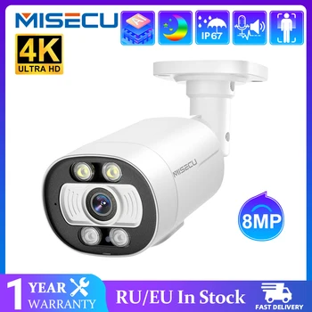 MISECU Ultra HD 8MP 4K Outdoor PoE IP Kamera Inteligentní AI H. 265 obousměrné Audio Vodotěsné Noční Vidění Domácí Video bezpečnostní Kamera