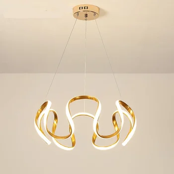 Moderní Lustr Osvětlení Pro Jídelní Ložnice, Obývací Pokoj Studie Šedé&Zlaté A Káva Rám Domácí LED Lustry Lampy