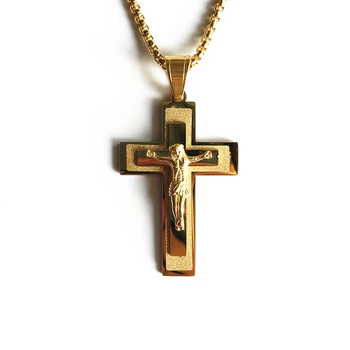 Nový Pravoslavný Kříž Ježíše Náhrdelník ruský Kříž Modlitba Velký Přívěsek Zlaté Barvy INRI Krucifix Kříž Náhrdelník Muži